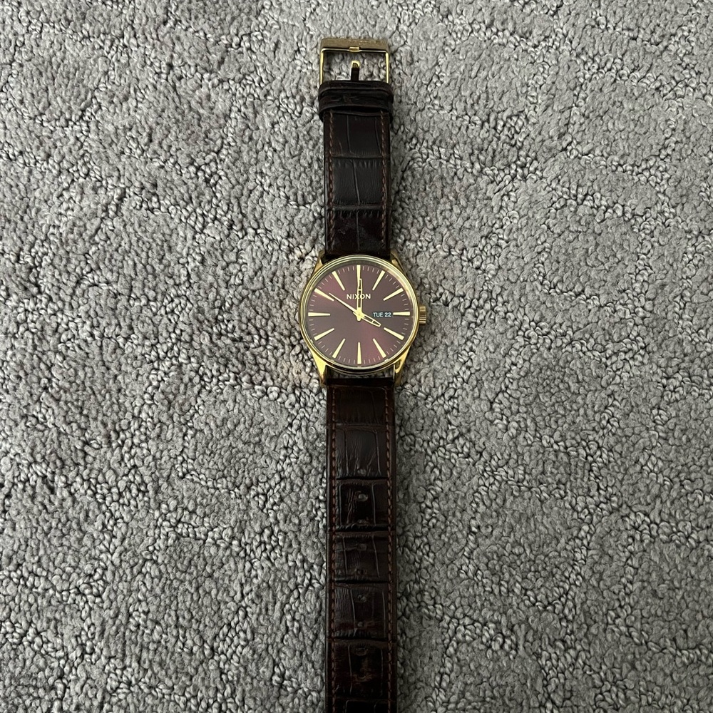 Nixon Brown and Gold Minimalist Watch